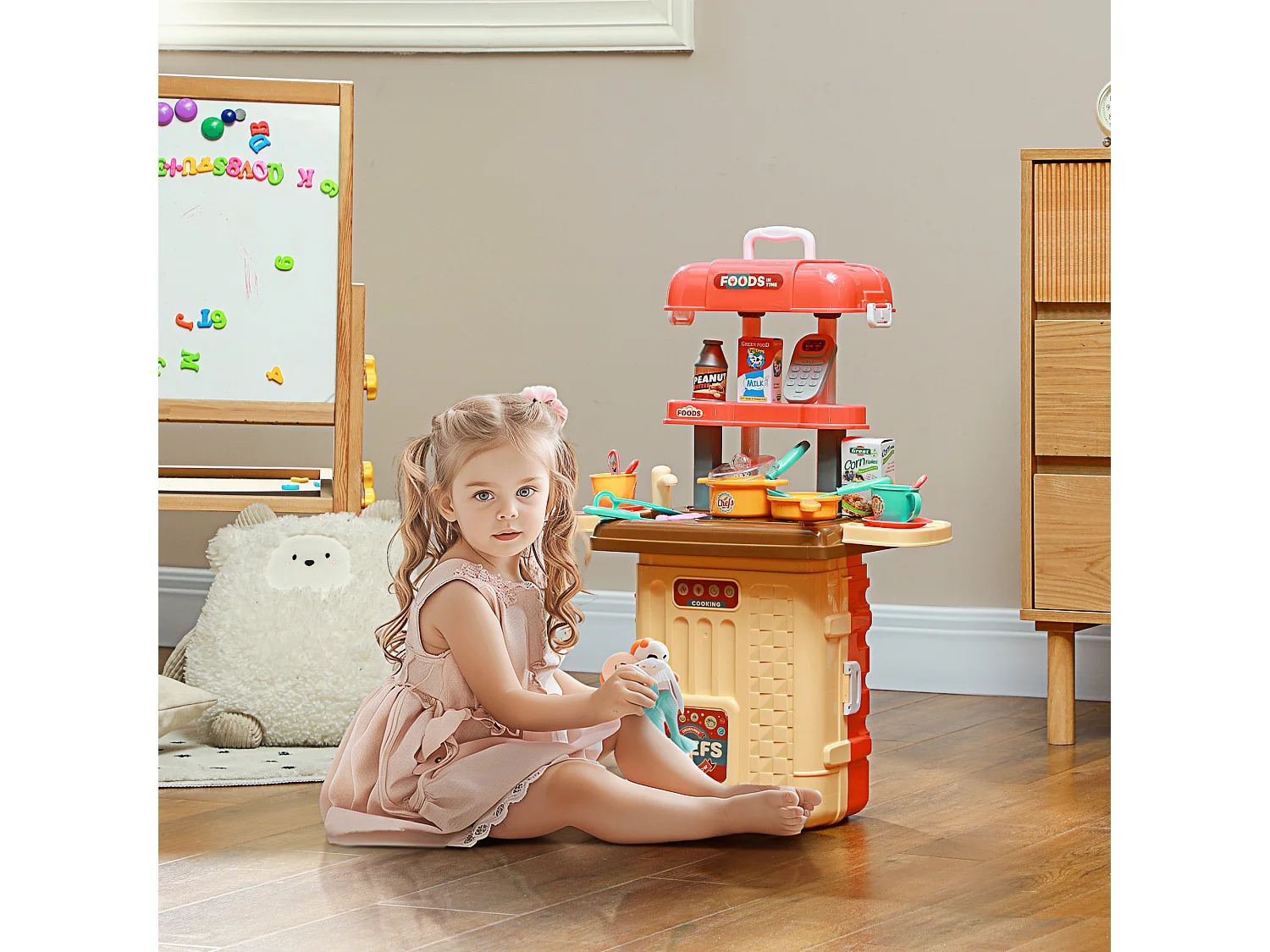 Cucina per bambini 3 in 1 da 36 pz in pp e abs 48x26x64 cm multicolore