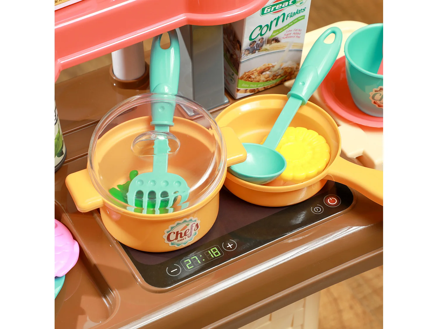 Cucina per bambini 3 in 1 da 36 pz in pp e abs 48x26x64 cm multicolore