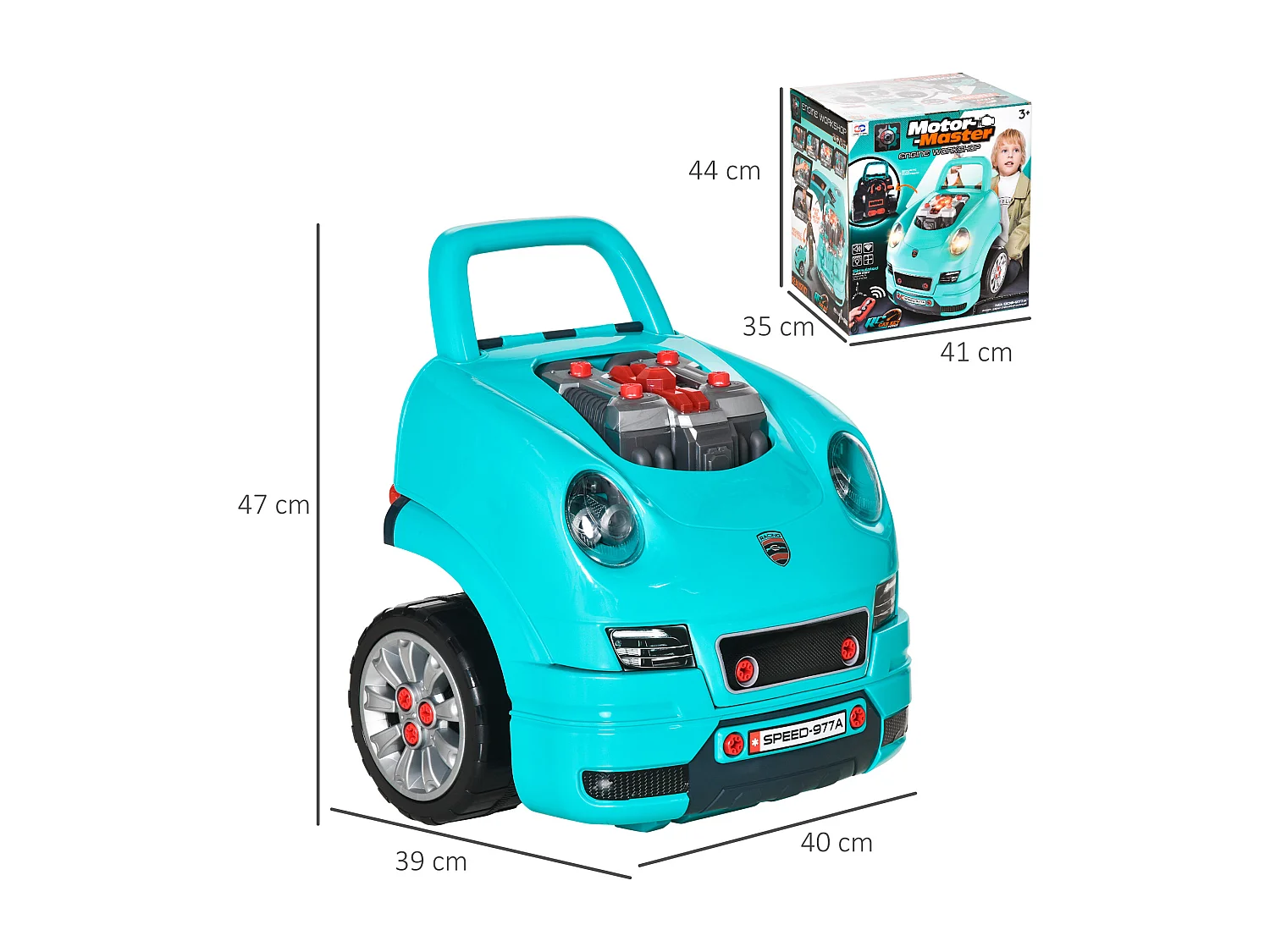 Officina camion giocattolo per bambini a 61pz in abs e pp nero azzurro