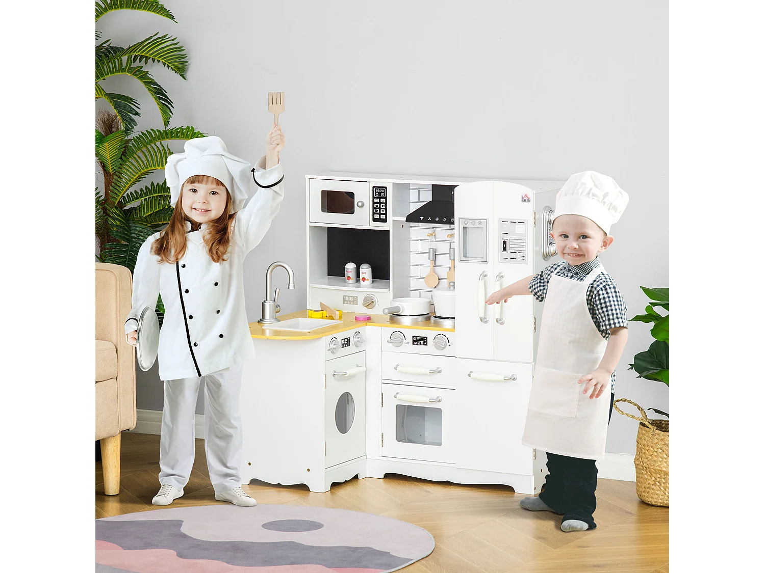 Cucina giocattolo in legno per bambini da 3-6 anni 14 accessori