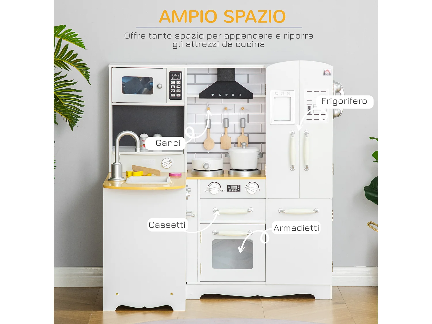 Cucina giocattolo in legno per bambini da 3-6 anni 14 accessori