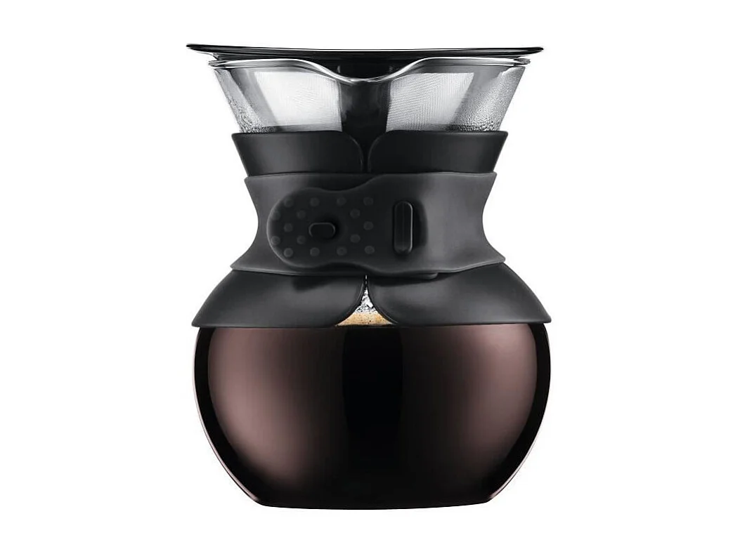 Kaffeekanne POUR OVER BODUM, Dauerfilter aus Edelstahl, 0,5L, 4 Tassen - Schwarz