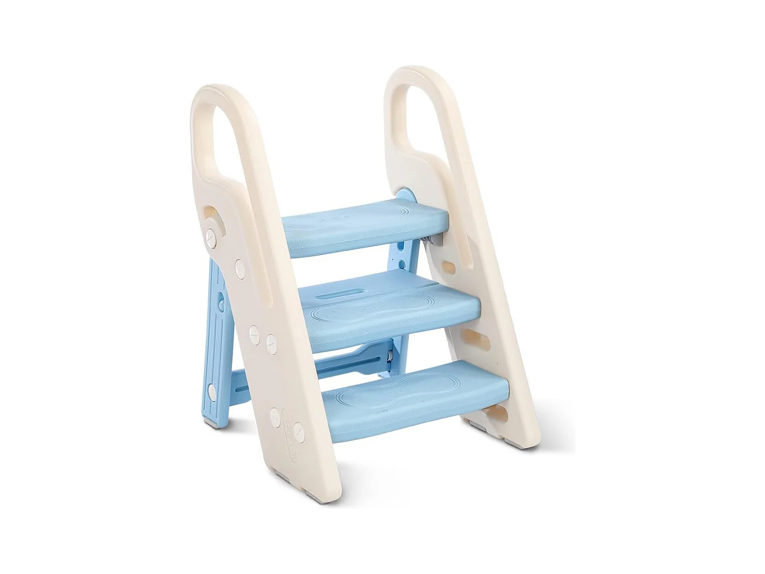 Onasti Tabouret Escalier pliable Réglable en Hauteur 2 Niveaux - 3 Niveaux pour Enfants avec Poignées, Bleu