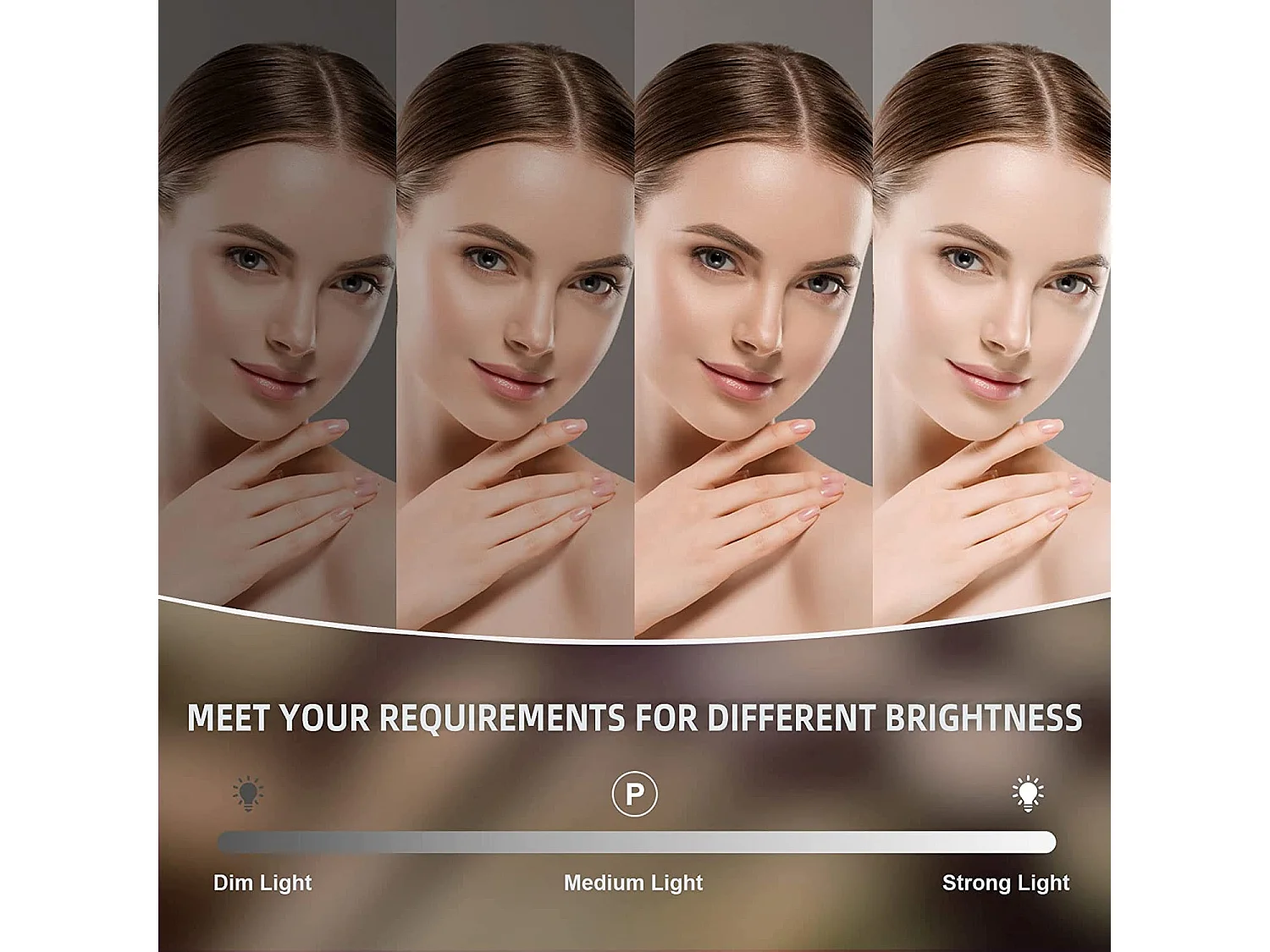 Hollywood make-upspiegel met 12 leds, 30 x 41 cm, 360° draaibaar, 3 standen, instelbare helderheid, touchbediening, ideaal voor de kaptafel, Wit