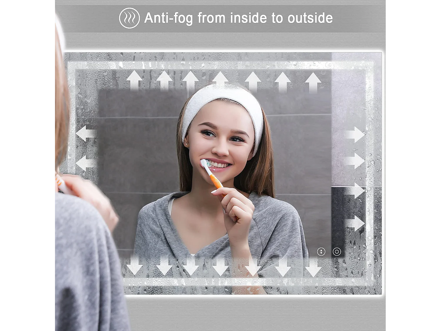 60x80cm LED badkamerspiegel, 30W, anticondens, 3 kleuren, dimbaar, aanraakschakelaar, explosieveilig, geheugenfunctie, IP44 waterdicht