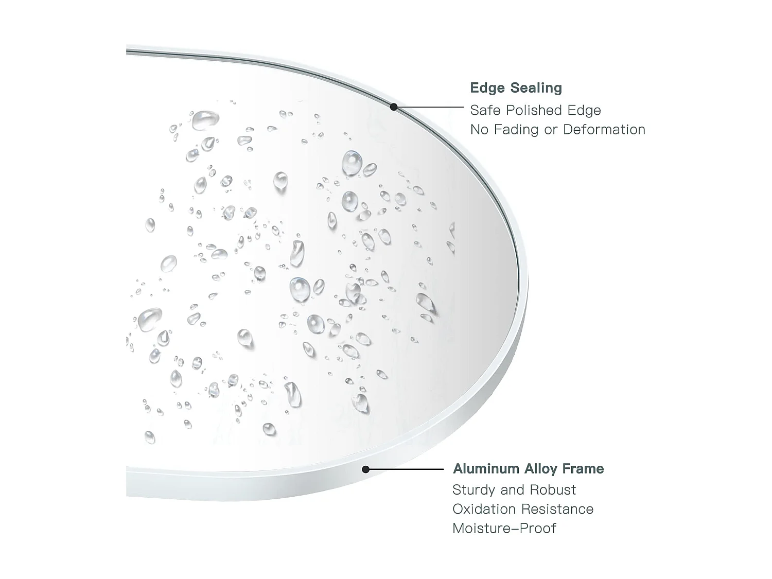 Miroir Mural 70x50cm, Ovale Miroir de Maquillage avec Cadre en Alliage d'Aluminium, Miroir de Décoration pour Entrée Chambre Salon Salle de Bain-Blanc