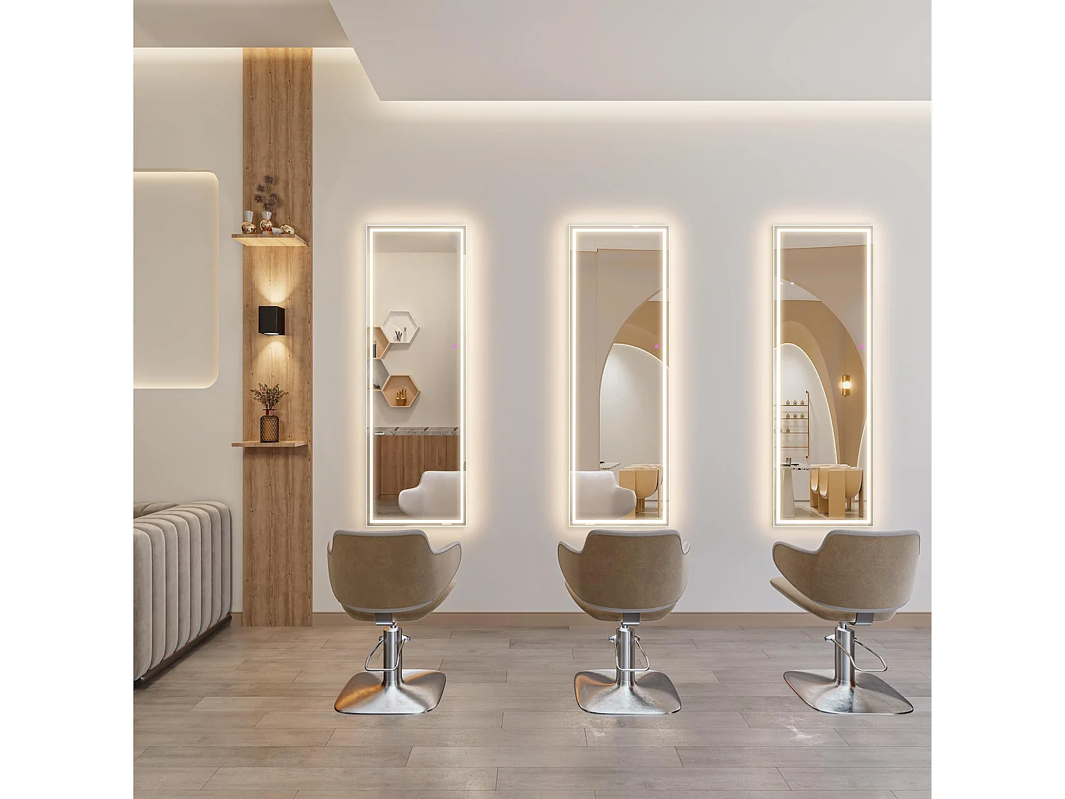 LED staande spiegel 130x40cm, grote wand- of staande spiegel, 3 instelbare kleuren verlichting, aanraakschakelaar, ideaal voor slaapkamer of woonkamer, wit