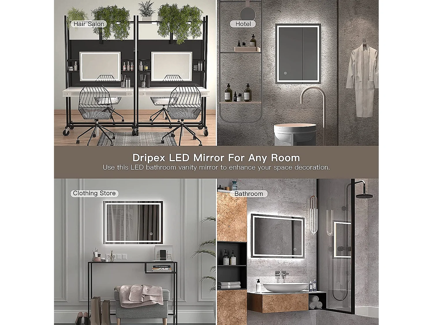 LED-badkamerspiegel 50x70cm, 20W, anti-condens, 6400K koelwit licht, aanraakschakelaar, modern en energiezuinig design