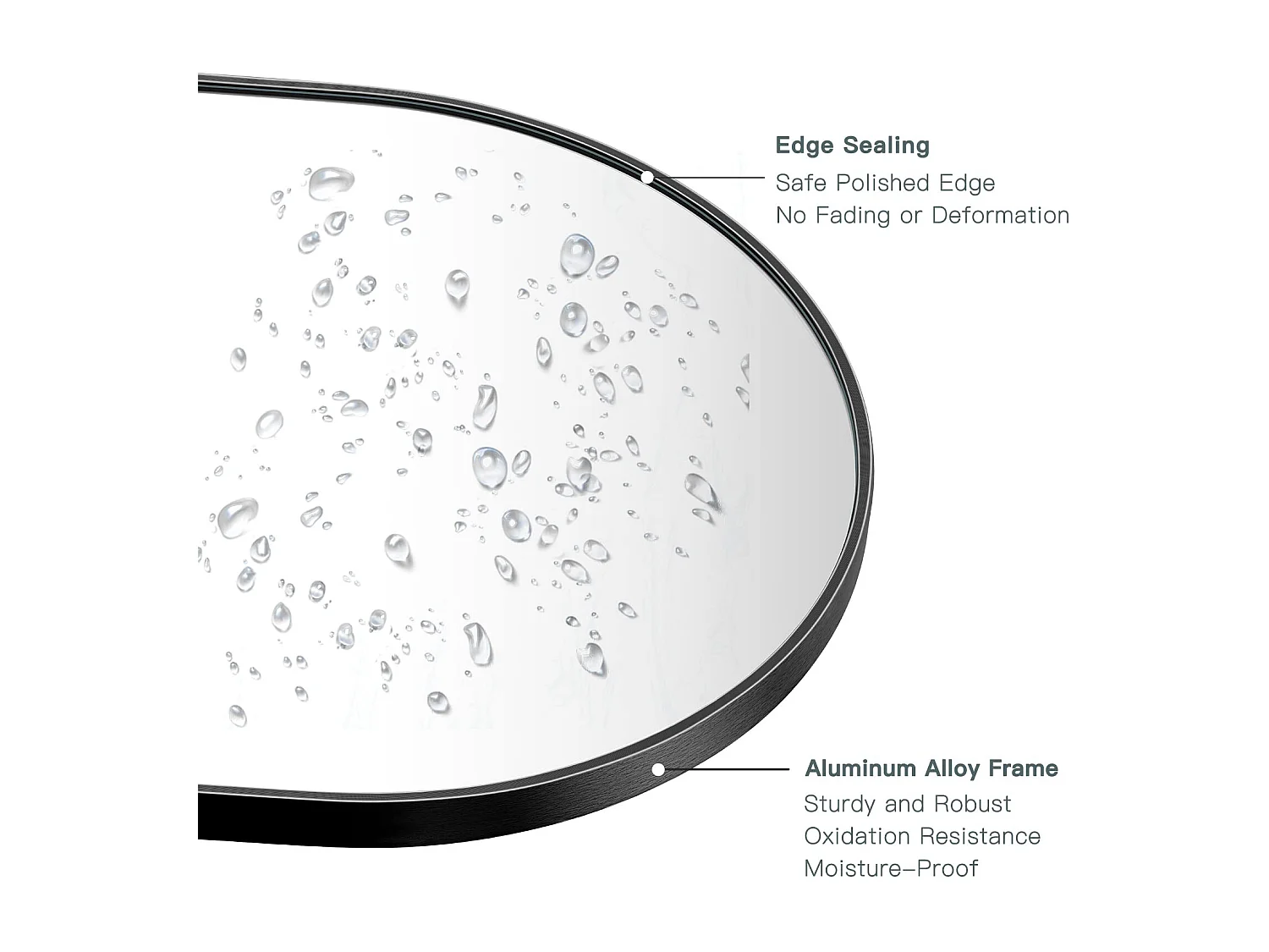 Miroir Mural 70x50cm, Ovale Miroir de Maquillage avec Cadre en Alliage d'Aluminium, Miroir de Décoration pour Entrée Chambre Salon Salle de Bain-Noir