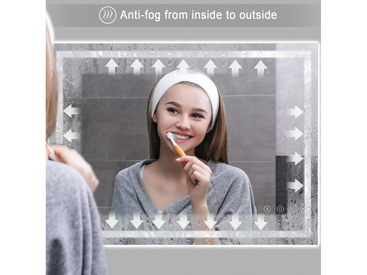 50x70cm LED badkamerspiegel, 30W, anticondens, dimbaar, 3 kleuren, aanraakschakelaar, explosieveilig, verticale of horizontale installatie