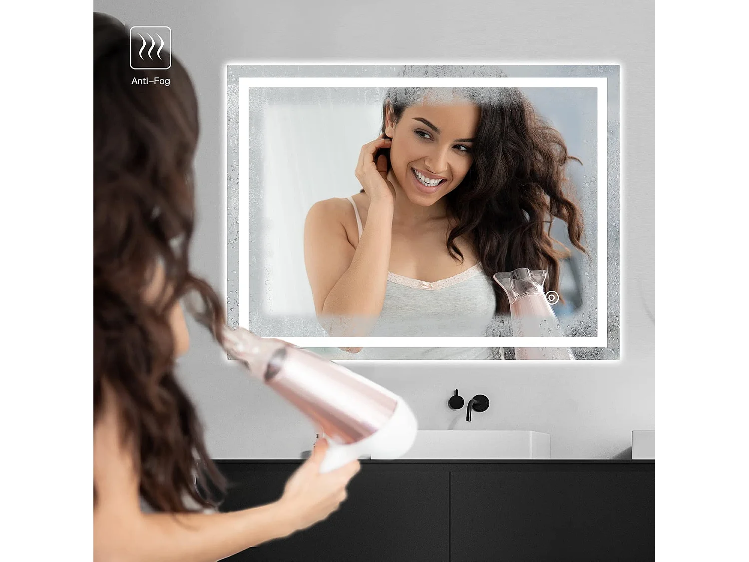 60x80cm LED badkamerspiegel, 20W, anticondens, aanraakschakelaar, geheugen, explosieveilig, IP44 waterdicht, praktisch en modern Verlichting