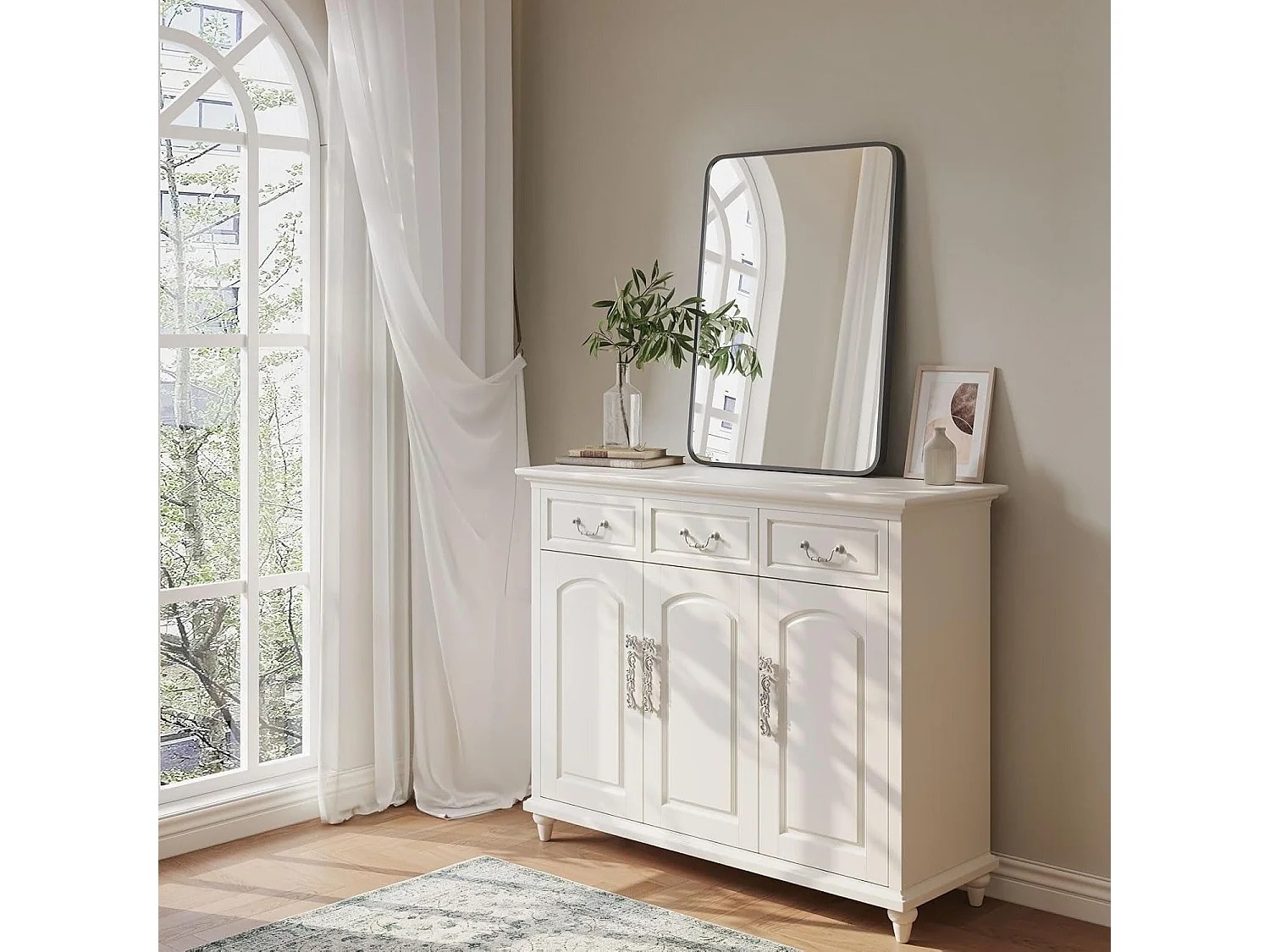 75x55cm Rechthoekige badkamerspiegel met aluminium frame, wandspiegel/kleedkamer/woonkamerdecoratie HD make-upspiegel (zwart)