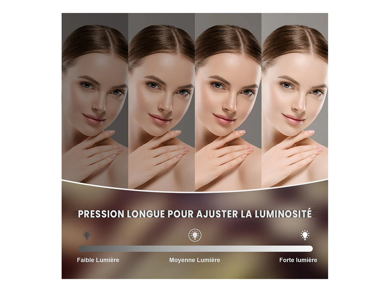 15 LED verlichte make-upspiegel met Bluetooth, Hollywood make-upspiegel met Touchbediening, instelbare helderheid, 58 x 45 cm - Wit