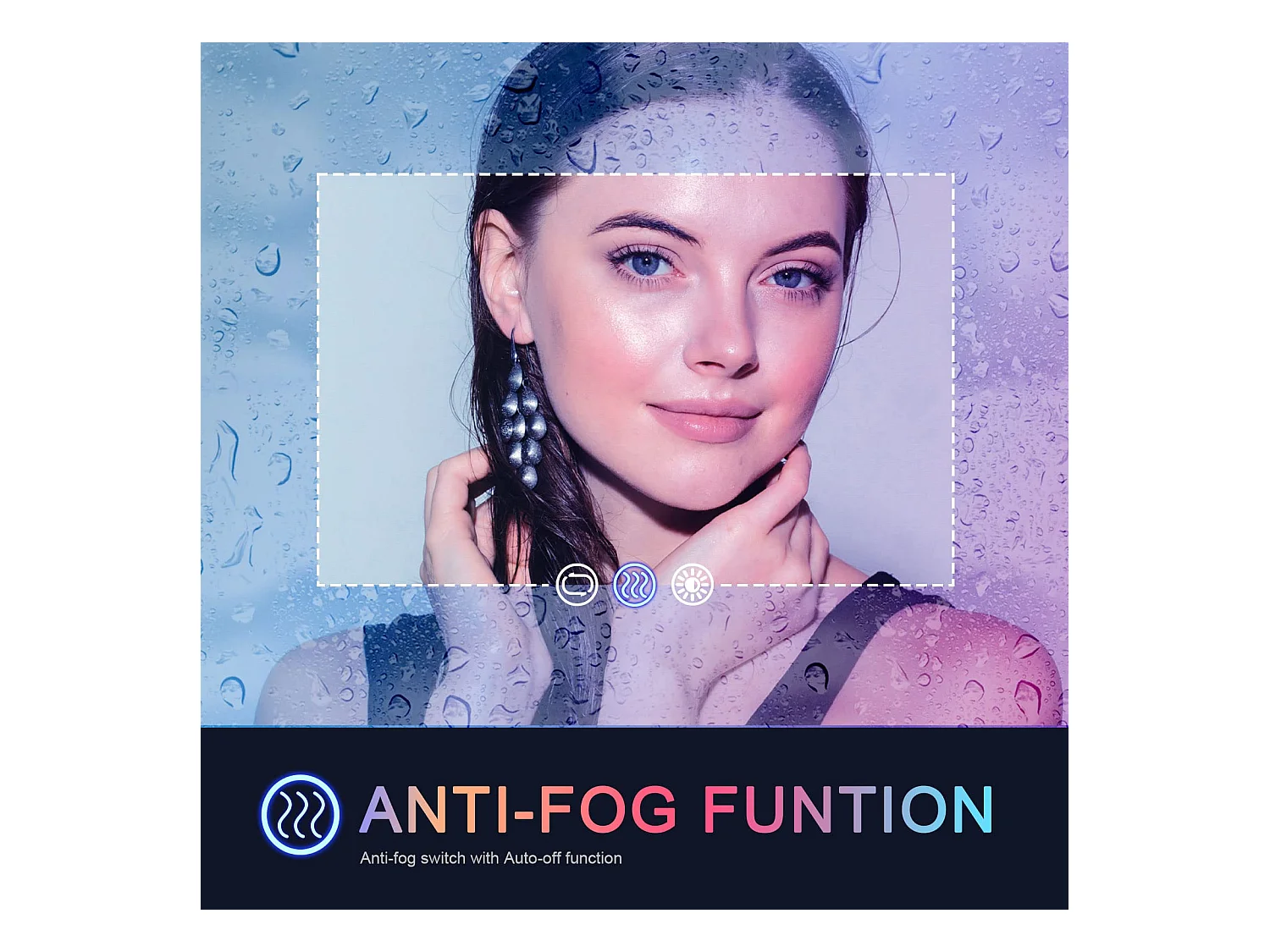 Miroir Salle de Bain LED 80x60cm, 45W, anti-buée, 8 modes d’éclairage RGB, dimmable, 3 couleurs, fonction mémoire, interrupteur tactile, idéal salon coiffure