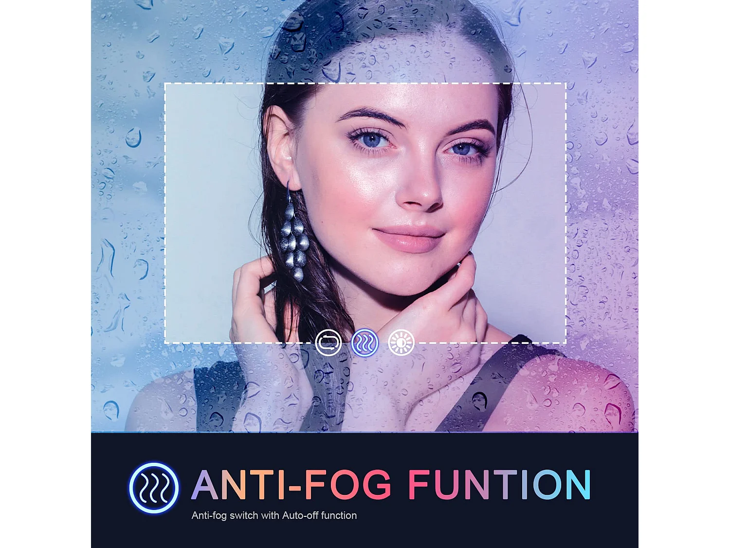 Miroir Salle de Bain LED 80x60cm, 45W, anti-buée, 8 modes d’éclairage RGB, dimmable, 3 couleurs, fonction mémoire, interrupteur tactile, idéal salon coiffure