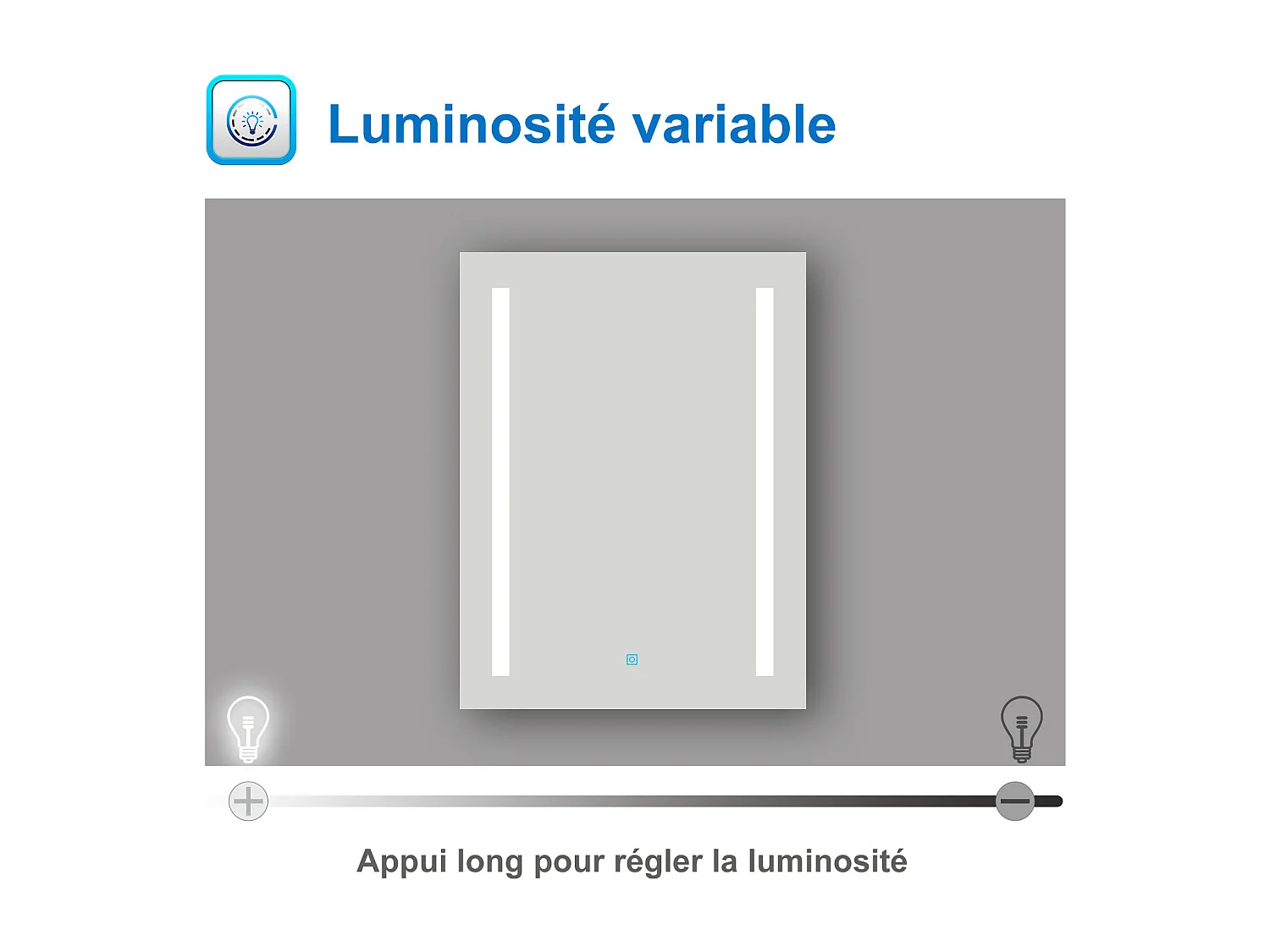 AICA Miroir de salle de bain 80x60cm avec Dimmable, Anti-Buée et Mémoire, CE IP44, miroir mural