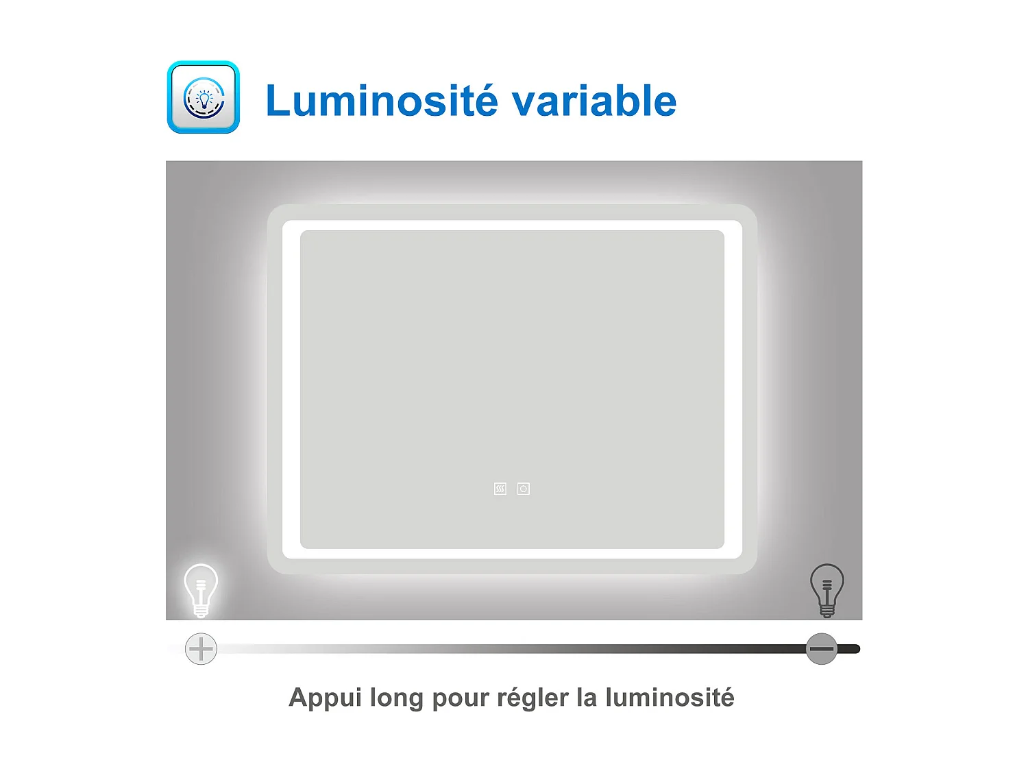 AICA Miroir de salle de bain à LED 120x70cm, Dimmable et Mémoire, miroir lumineux , Anti-Buée