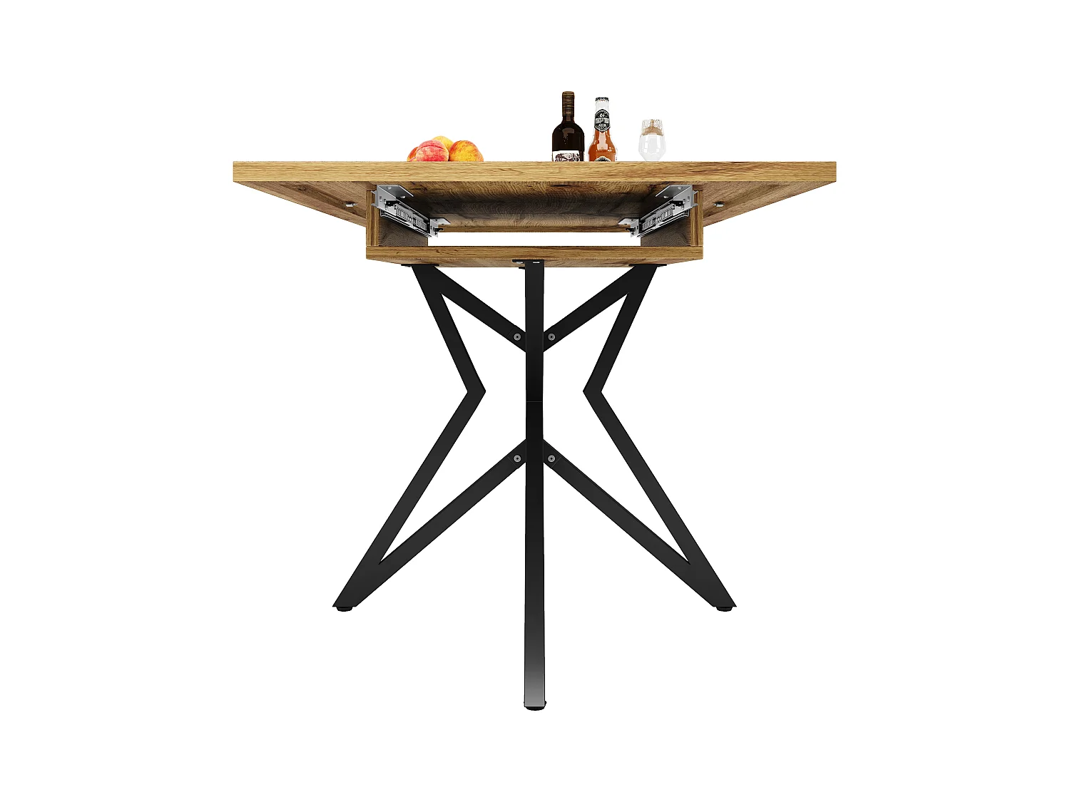 Ensemble de table à manger extensible 120/160 x 68 cm avec 4 chaises - chaises en velours - - MDF + Métal - naturel