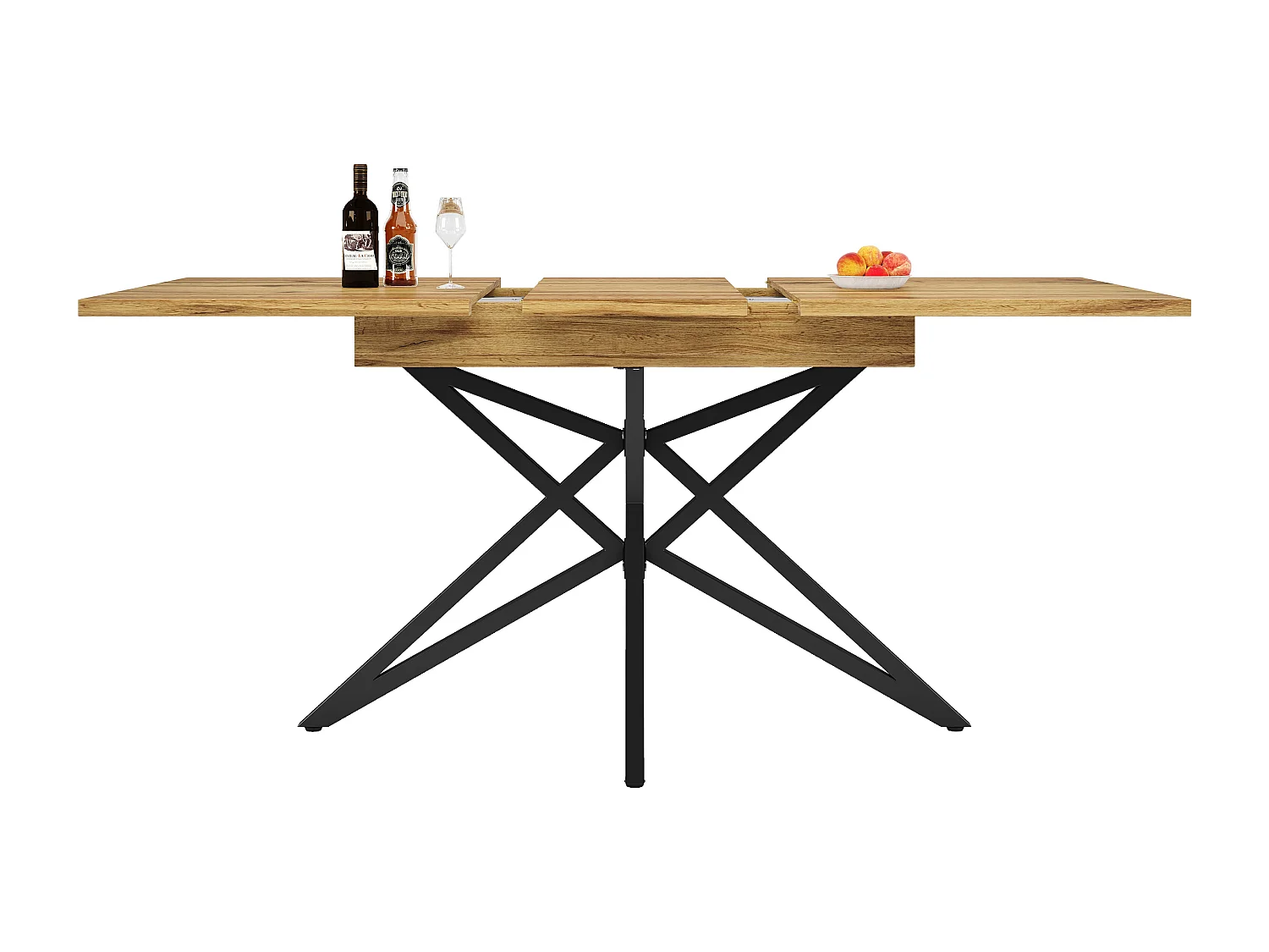 Ensemble de table à manger extensible 120/160 x 68 cm avec 4 chaises - chaises en velours - - MDF + Métal - naturel