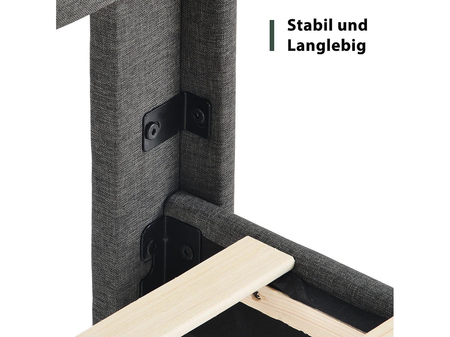 Gestoffeerd tweepersoonsbed - 140 x 200 cm - met lattenbodem + hoofdbord - linnen - grijs (met matras)