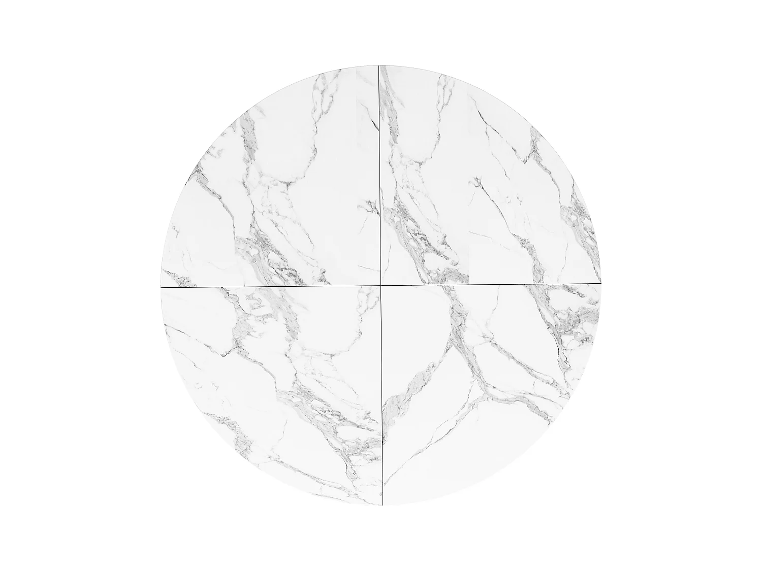 Table à manger ronde - 100 x 100 x 74 cm - pieds en métal - motif marbre - MDF + Métal - noir