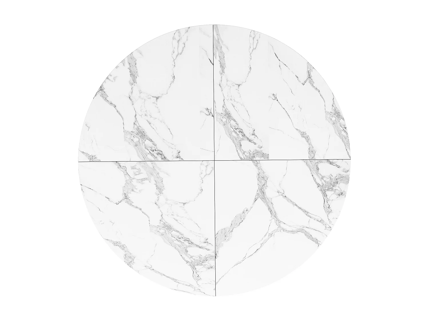 Table à manger ronde - 100 x 100 x 74 cm - pieds en métal - motif marbre - MDF + Métal - noir