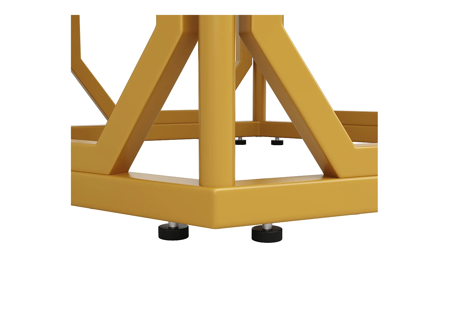 Table hexagonale en marbre - 110 x 95.4 x 75.5 cm - pieds en métal - motif marbre - MDF + Métal - Doré