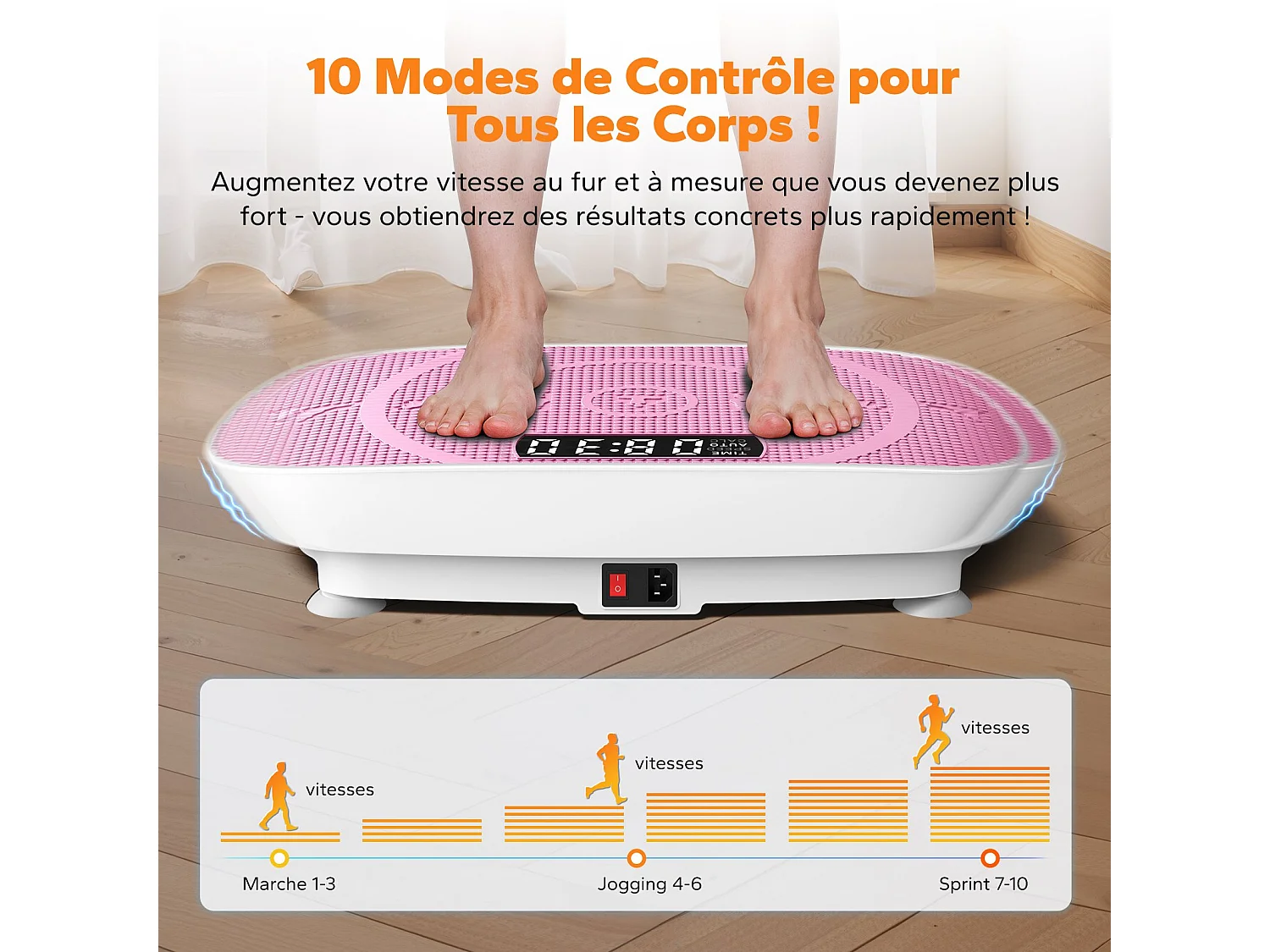 Piattaforma vibrante fitness MERACH mini, rosa, 11 livelli, telecomando, schermo LED, motore silenzioso, compatta, carico 150 kg