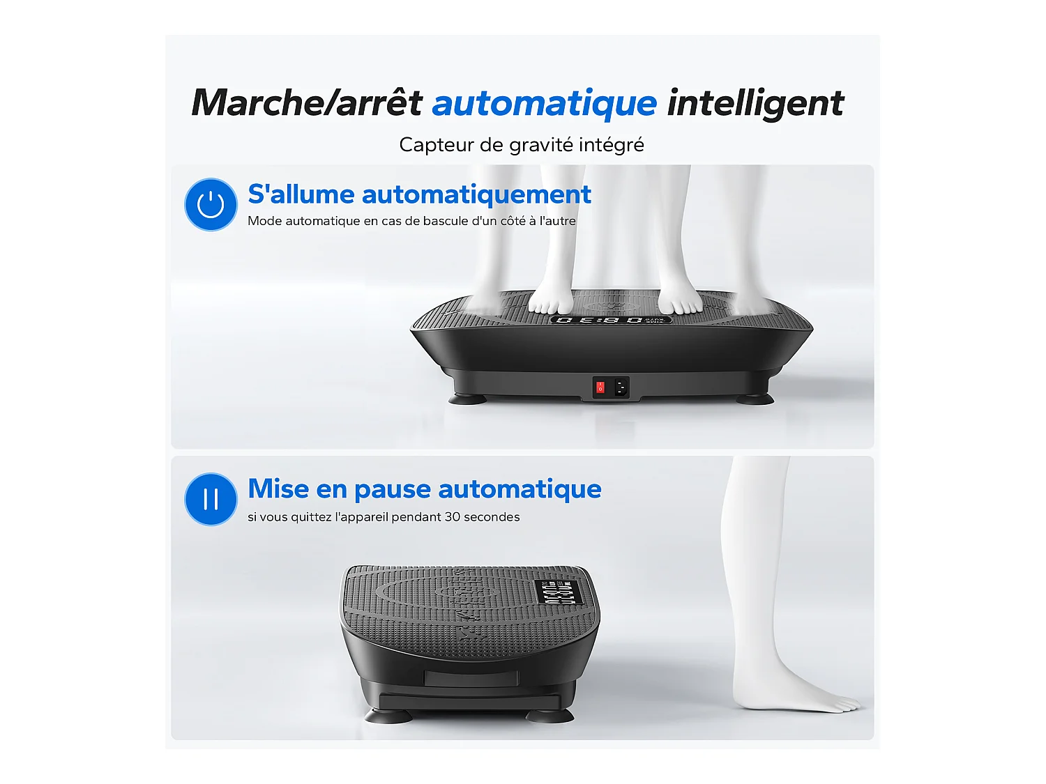 Plateforme Vibrante Noir MERACH avec Télécommande, La Mise en Forme des Muscles, Contrôle Automatique de la Vitesse, Bluetooth Intégré