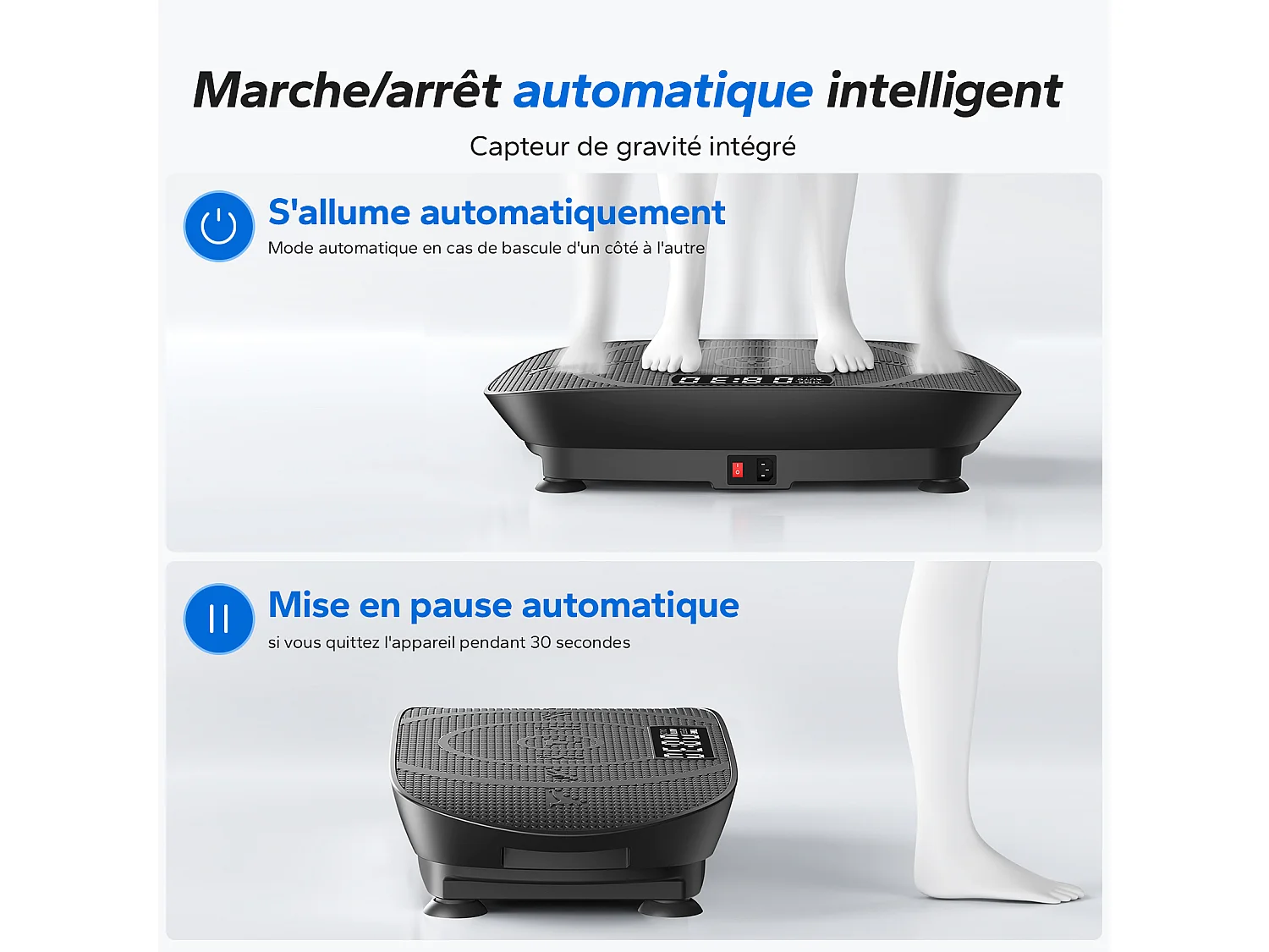 Piattaforma vibrante nera MERACH con telecomando, tonificazione muscolare, controllo automatico della velocità, Bluetooth integrato