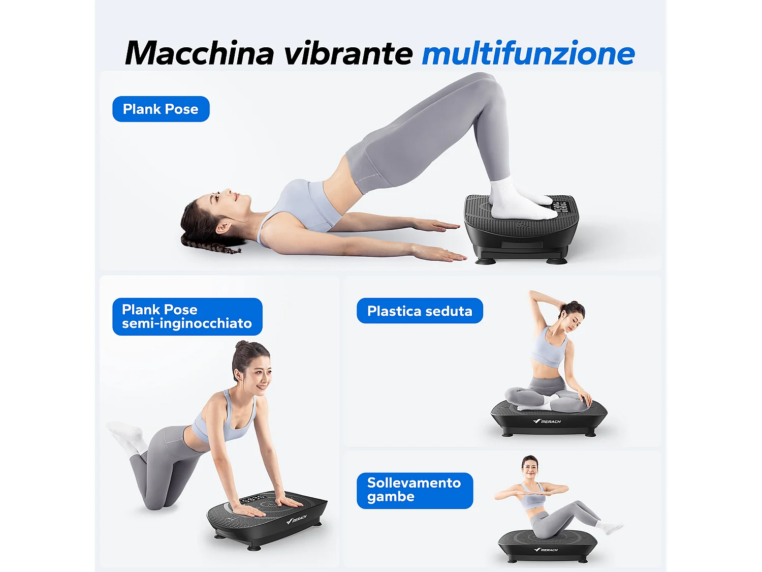 MERACH Vibratie Fitnessplaat - 430-580 Trillingen/min - Maximaal Draagvermogen 180kg - Met 10 Versnellingen, Bluetooth Connectie en Afstandsbediening - Zwart