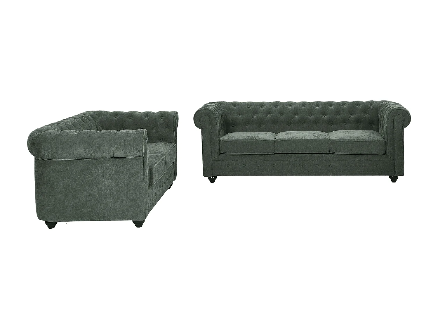 Canapés 3 places et 2 places en tissu vert CHESTERFIELD