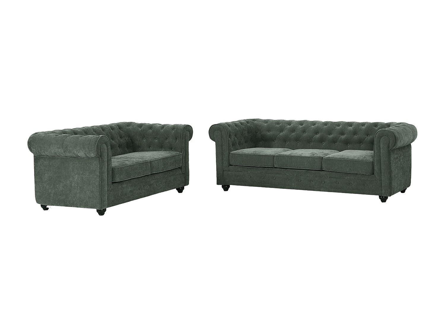 Sofa 3-Sitzer & 2-Sitzer - Stoff - Grün - CHESTERFIELD günstig online kaufen