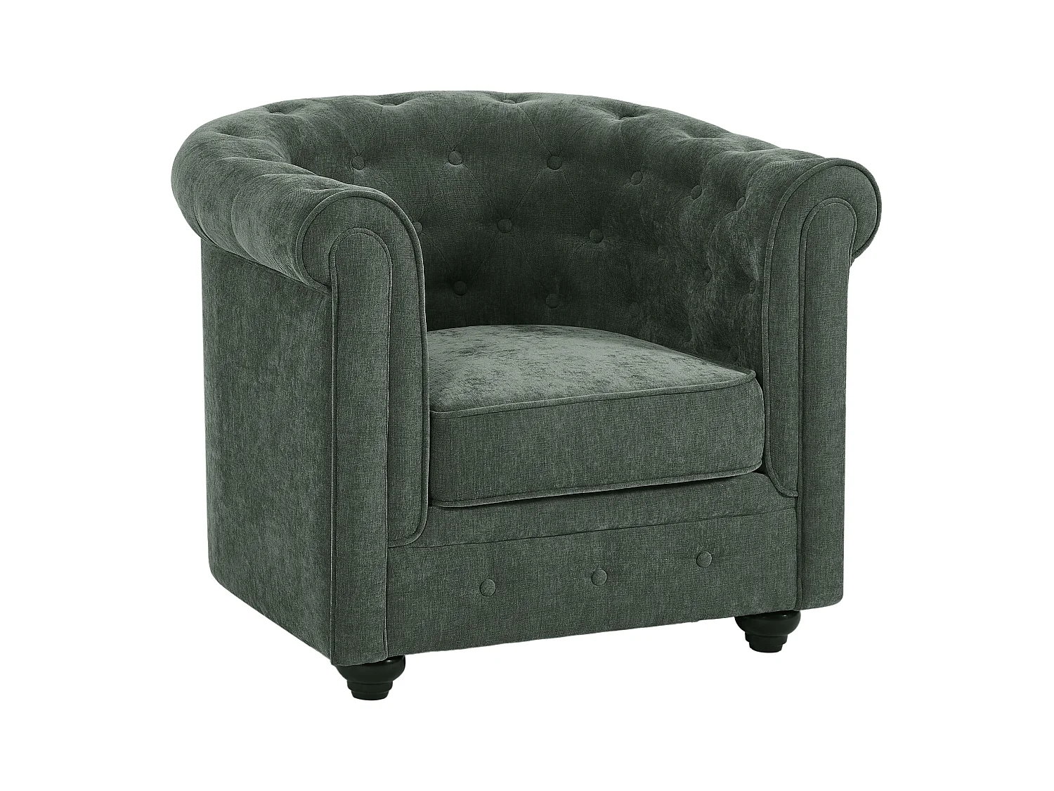Canapés 3 places 2 places et un fauteuil en tissu vert CHESTERFIELD