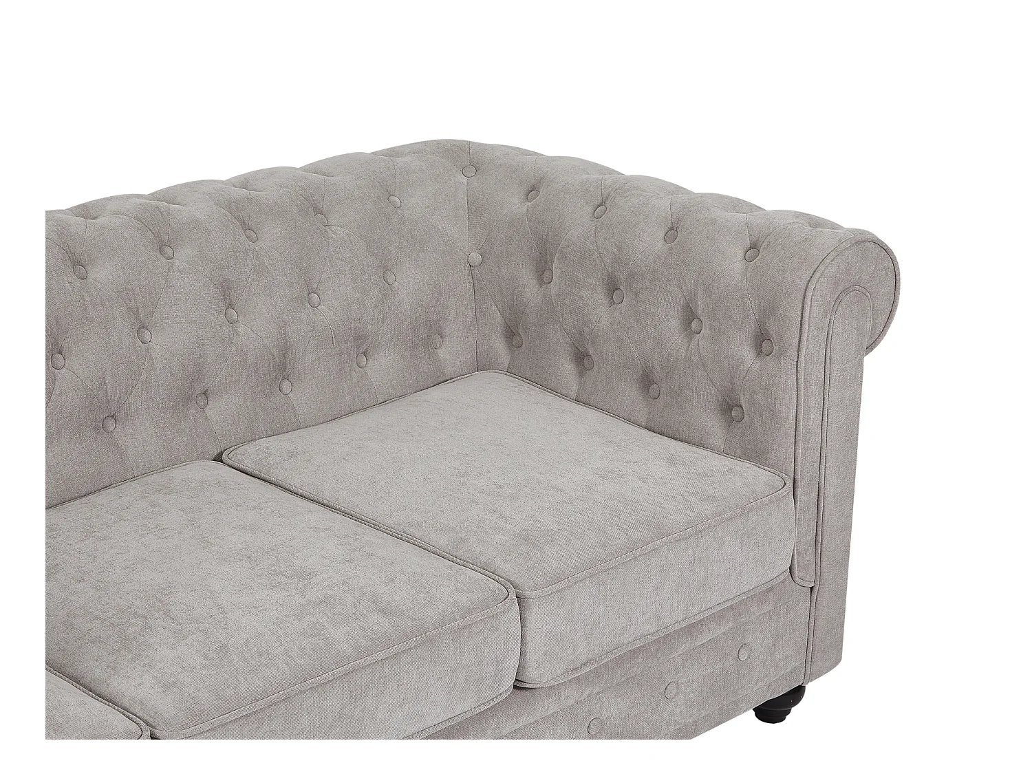 3-seters sofa og lenestol i grå stoff CHESTERFIELD