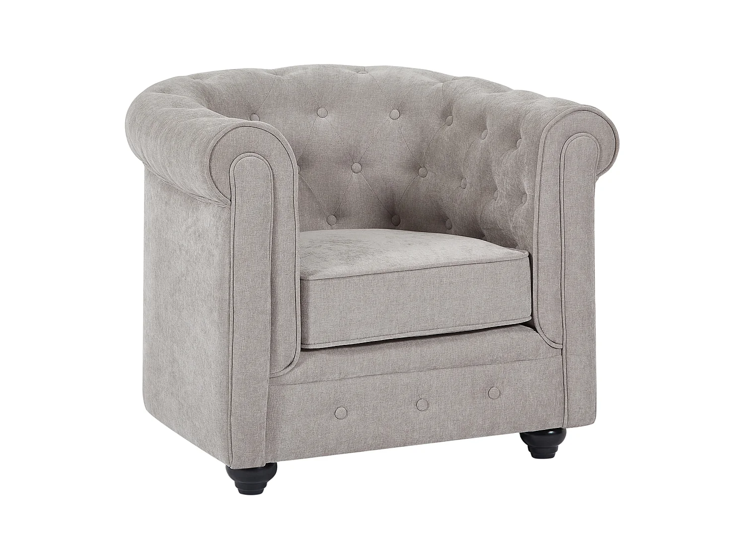 3-seters sofa og lenestol i grå stoff CHESTERFIELD