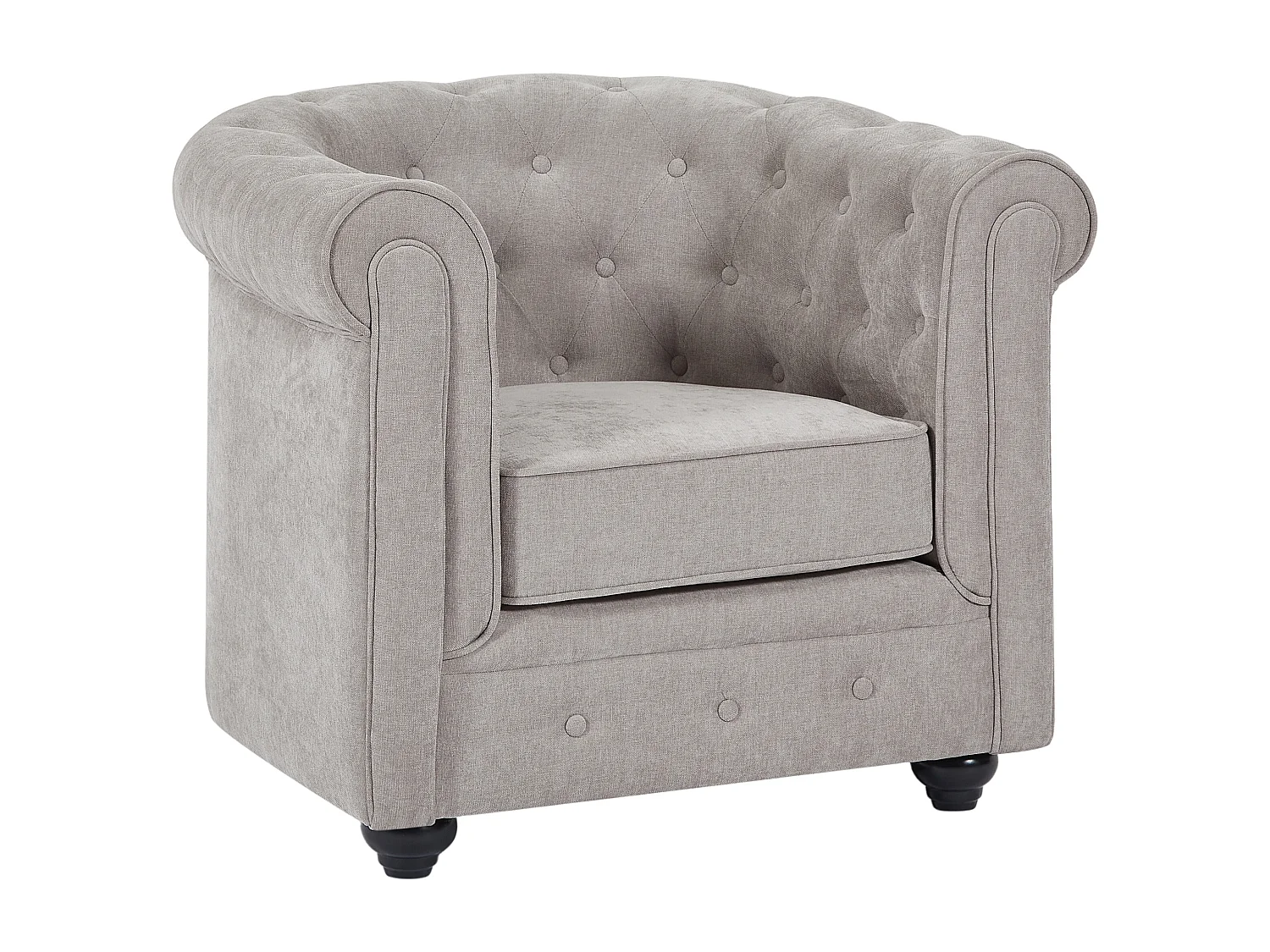 Sofa 3-Sitzer & Sessel - Stoff - Grau - CHESTERFIELD