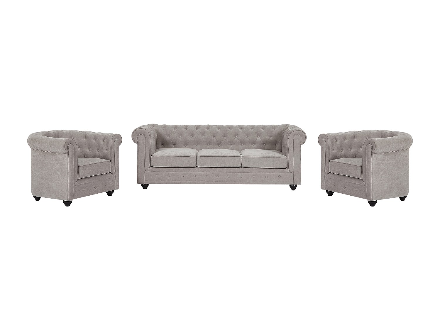 Sofa 3-Sitzer & 2 Sessel - Stoff - Grau - CHESTERFIELD günstig online kaufen