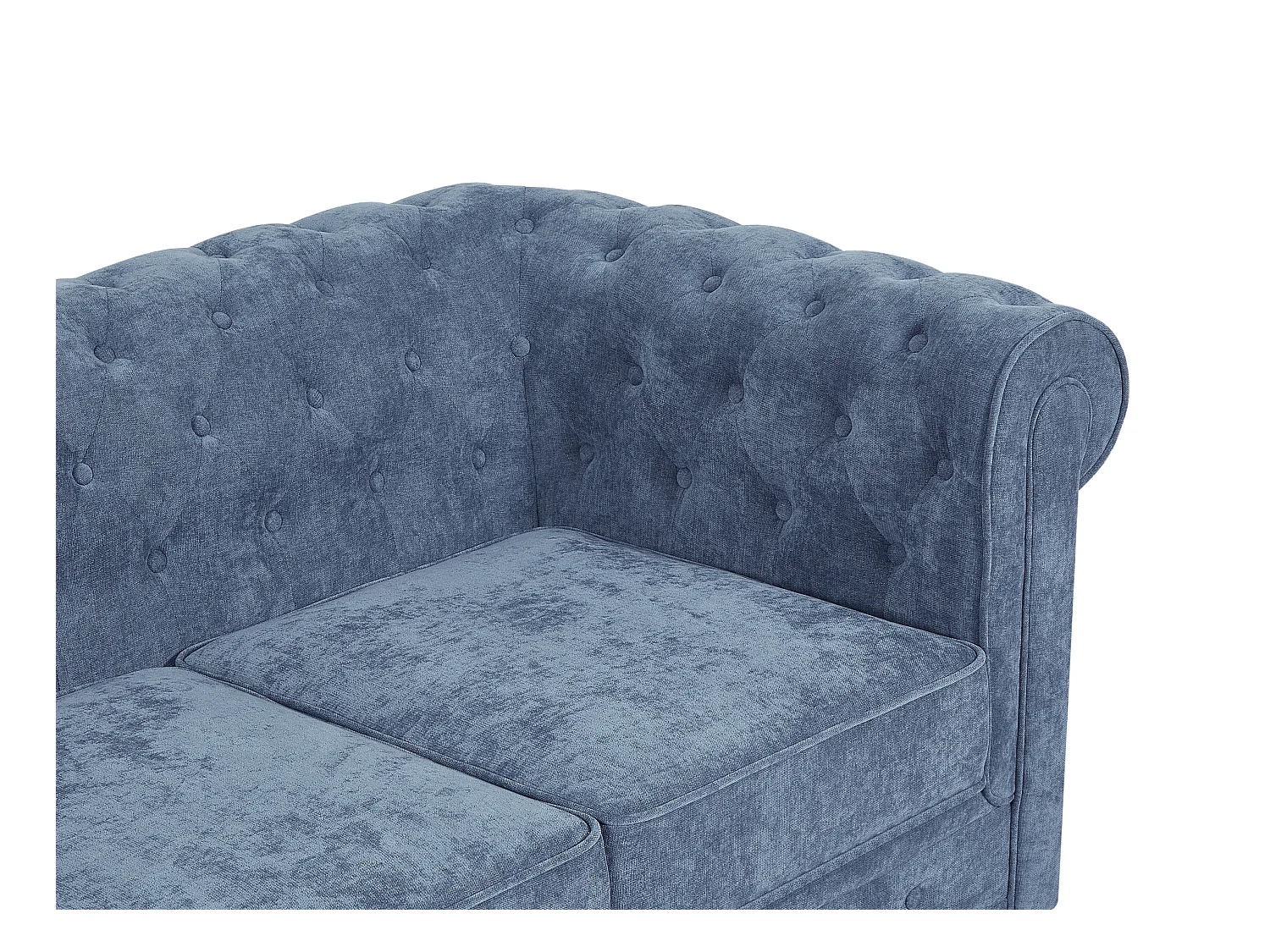 3-seters sofa og 2 armchairs i blått stoff CHESTERFIELD