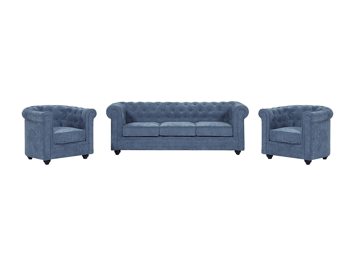 Sofa 3-Sitzer & 2 Sessel - Stoff - Blau - CHESTERFIELD günstig online kaufen