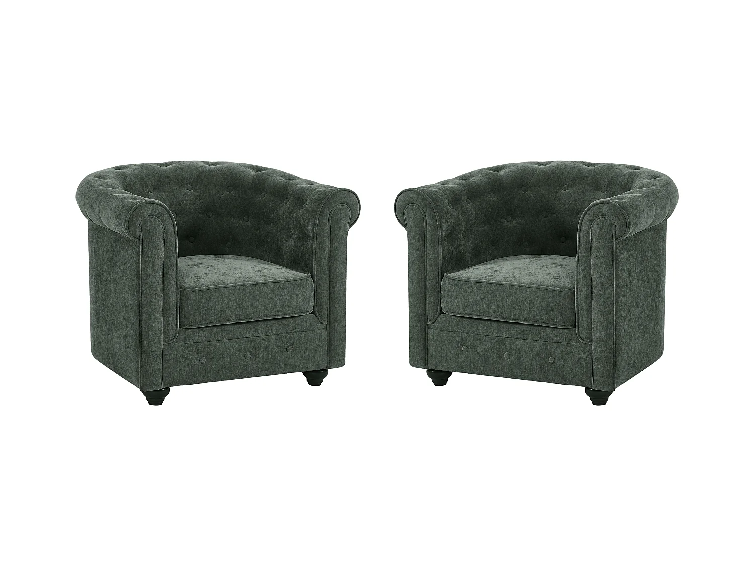 Lot de 2 fauteuils en tissu vert CHESTERFIELD