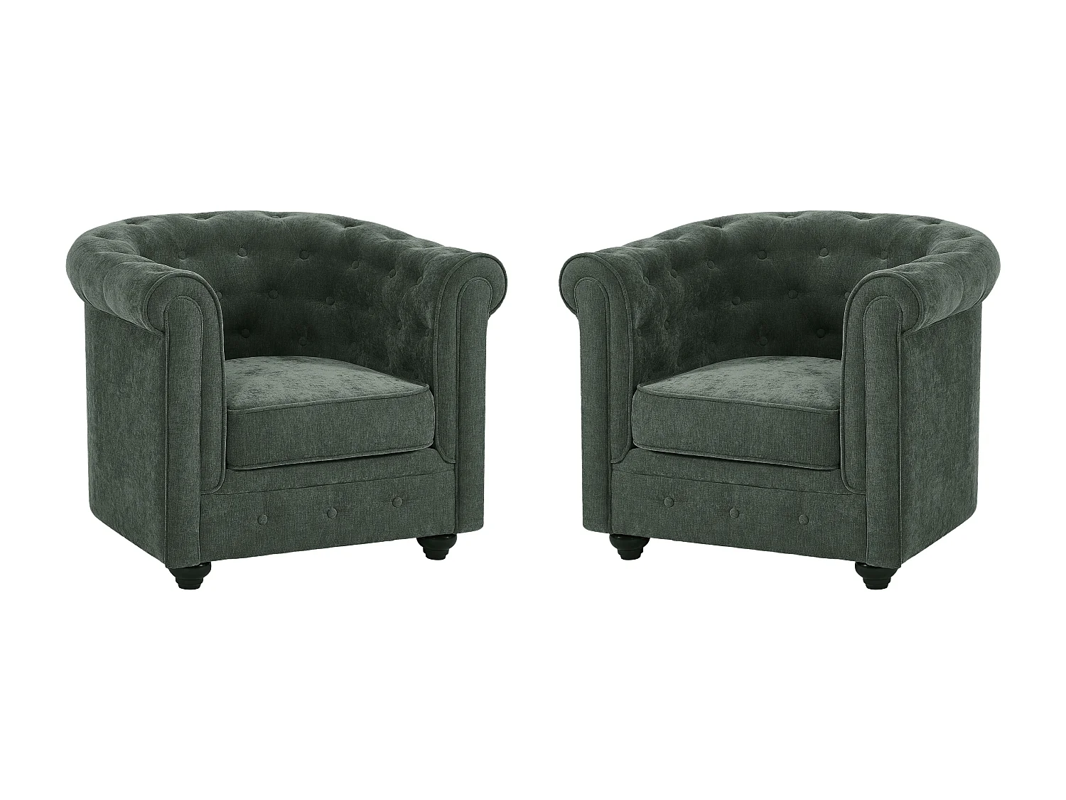 Set van 2 fauteuils in groene stof - CHESTERFIELD