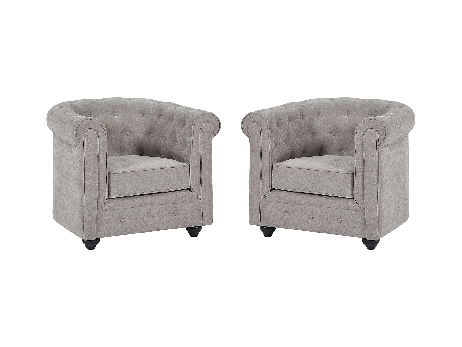 Lot de 2 fauteuils en tissu gris CHESTERFIELD
