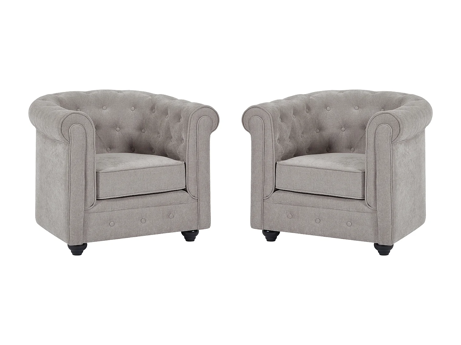 Set van 2 fauteuils in grijze stof - CHESTERFIELD