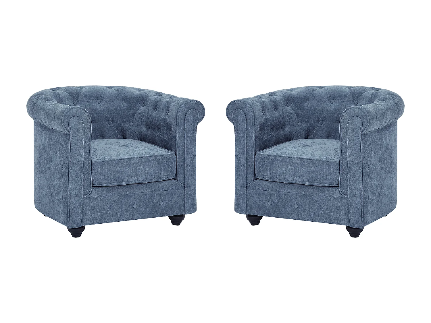 Sett med 2 blå stoffstoler CHESTERFIELD