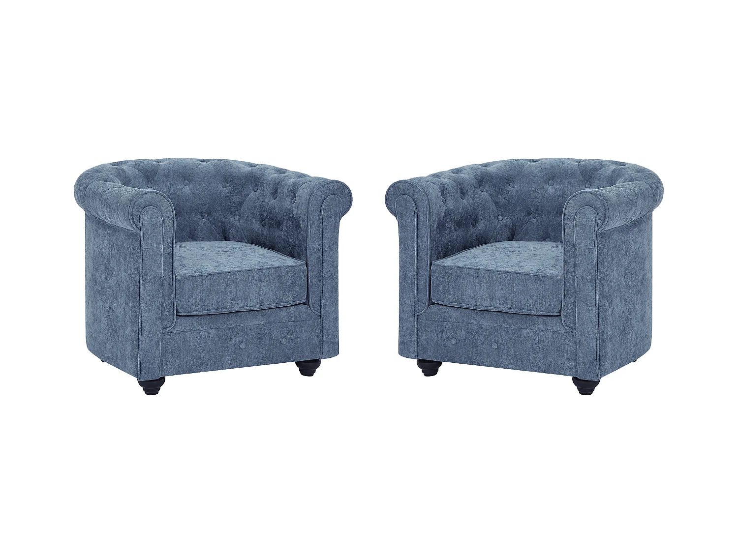 Lot de 2 fauteuils en tissu bleu CHESTERFIELD