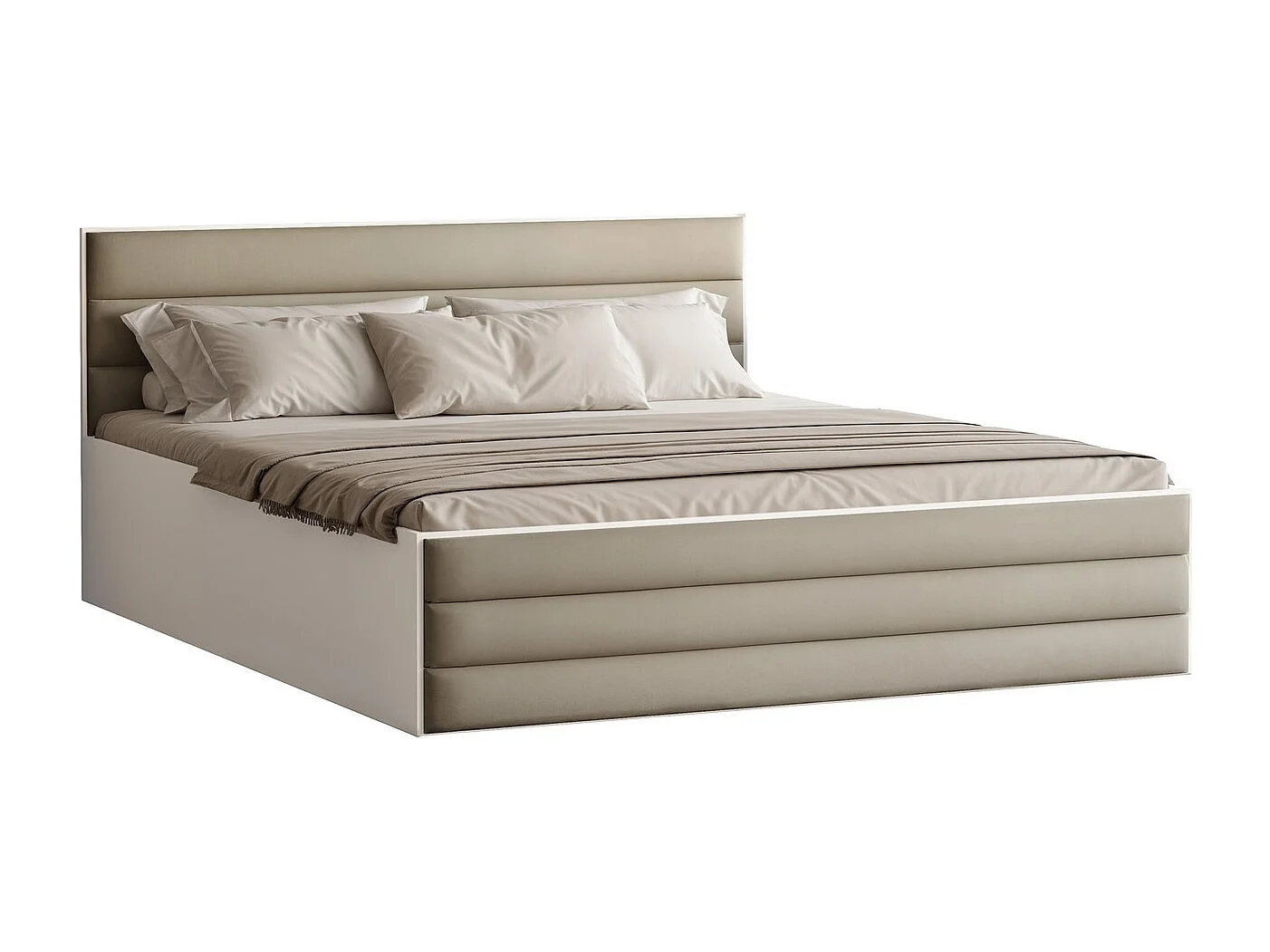 Lit tapissé VANTAGE avec coffre de rangement pour la literie | 120x200 Beige