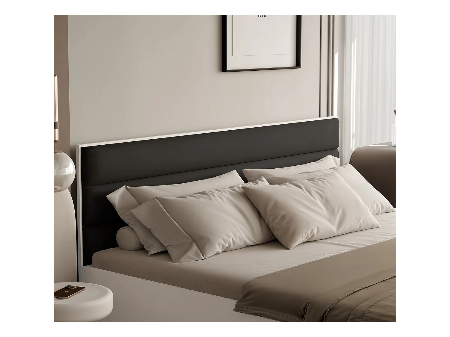 Lit tapissé VANTAGE avec coffre de rangement pour la literie | 160x200 Noir