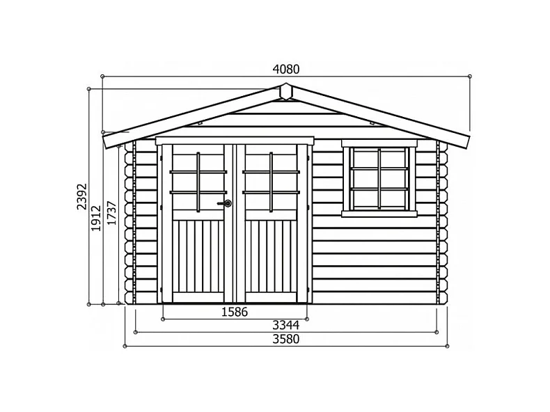 Abri de jardin en bois - 3580 x 2980 mm