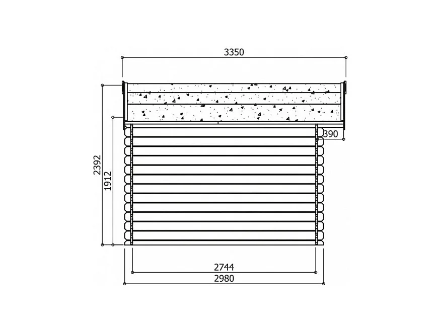 Abri de jardin en bois - 3580 x 2980 mm